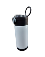 Garrafa Térmica Circle Inox Resinado - JKB - Branca com Tampa e Base Preto