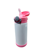 Garrafa Térmica Circle Inox Resinado - JKB - Branca com Tampa e Base Rosa