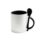 Caneca Cerâmica Resinada Reta Com Colher - JKB - 325ml - Interior, Alça e Colher