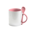 Caneca Cerâmica Resinada Reta Com Colher - JKB - 325ml - Interior, Alça e Colher