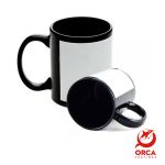 Caneca Cerâmica Resinada - Orca - Preta com Tarja Branca