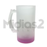 Caneca Chopp Vidro Resinado - Livesub - 475ml - Degradê Jateado e Roxo