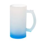 Caneca Chopp Vidro Resinado - Livesub - 475ml - Degradê Jateado e Azul Claro