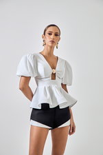 BLUSA PEPLUM ARGOLA DOURADA