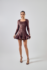 VESTIDO TULE DE VELUDO NESGAS