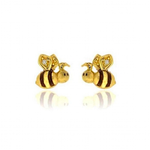 Brinco Abelha Brilhantes em Ouro 18k Infantil