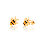 Brinco Abelha Esmaltada em Ouro 18k Infantil