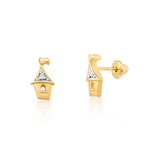 Brinco Castelo Brilhantes em Ouro 18k Infantil
