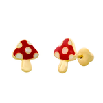 Brinco Cogumelo Esmaltado em Ouro 18k Infantil