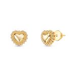 Brinco Coração Bolinhas em Ouro 18k
