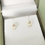Brinco Gota Topázio White em Ouro 18k