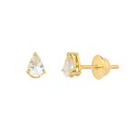 Brinco Gota Topázio White em Ouro 18k