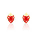 Brinco Morango Esmaltado em Ouro 18k Infantil