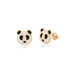 Brinco Panda Esmaltado em Ouro 18k Infantil