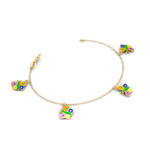 Pulseira Borboleta Esmaltada Colorida em Ouro 18k Infantil