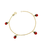 Pulseira Joaninha Esmaltada Vermelha em Ouro 18k Infantil