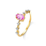 Anel Topázio Rosa com Brilhantes em Ouro 18k