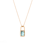 Colar Cadeado com Turmalina Azul em Ouro 18k