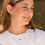 Colar Coração de Turquesa com Brilhantes em Ouro Branco 18k Médio