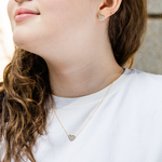 Colar Coração de Brilhantes em Ouro Branco 18k Pequeno