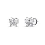 Brinco Borboleta Brilhantes em Ouro Branco 18k