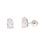 Brinco Solitário Diamante Gota em Ouro Branco 18k