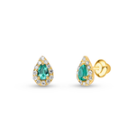 Brinco Bebê Esmeralda e Brilhantes Gota em Ouro 18k