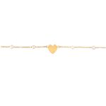 Pulseira Infantil Coração com Pérolas em Ouro 18k