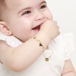Pulseira Infantil Coração com Pérolas em Ouro 18k