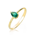 Anel Esmeralda Colombiana Gota em Ouro 18k
