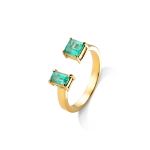 Anel Esmeralda Colombiana Duplo em Ouro 18k