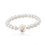 Pulseira Perolas com Coração em Ouro 18k