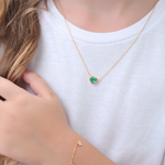 Colar Coração de Esmeralda em Ouro 18k