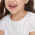  Colar Flor de Brilhantes em Ouro Branco 18k