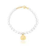Pulseira Pérola com Anjo em Ouro 18k para Bebês