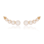 Brinco Earcuff Pérolas e Brilhantes Ouro 18k