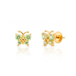 Brinco Borboleta Peridoto em ouro 18k Infantil