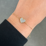 Pulseira Coração de Brilhantes em Ouro 18k Média