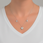 Colar Corações de Brilhantes em Ouro Branco 18k