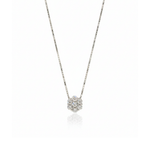  Colar Flor de Brilhantes em Ouro Branco 18k