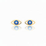Brinco Olho Grego Brilhante Azul em Ouro 18k