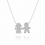 Colar Casal Brilhantes Ouro Branco 18k