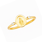 Anel Nossa Senhora das Graças com Brilhantes em Ouro 18k