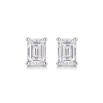 Brinco Solitário de Brilhantes Emerald Cut em Ouro Branco 18k