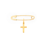 Alfinete e Pingente Cruz em Ouro 18k