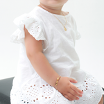 Pulseira Bebê Personalizada com Placa para Nome e Pérolas em Ouro 18k