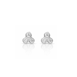 Brinco Três Brilhantes Bebê em Ouro Branco 18k