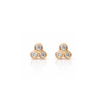 Brinco Três Brilhantes Bebê em Ouro Branco 18k