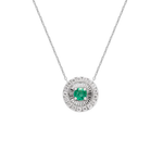 Colar Esmeralda e Brilhantes em Ouro Branco 18k