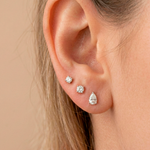 Brinco Solitário Diamante Gota em Ouro Branco 18k